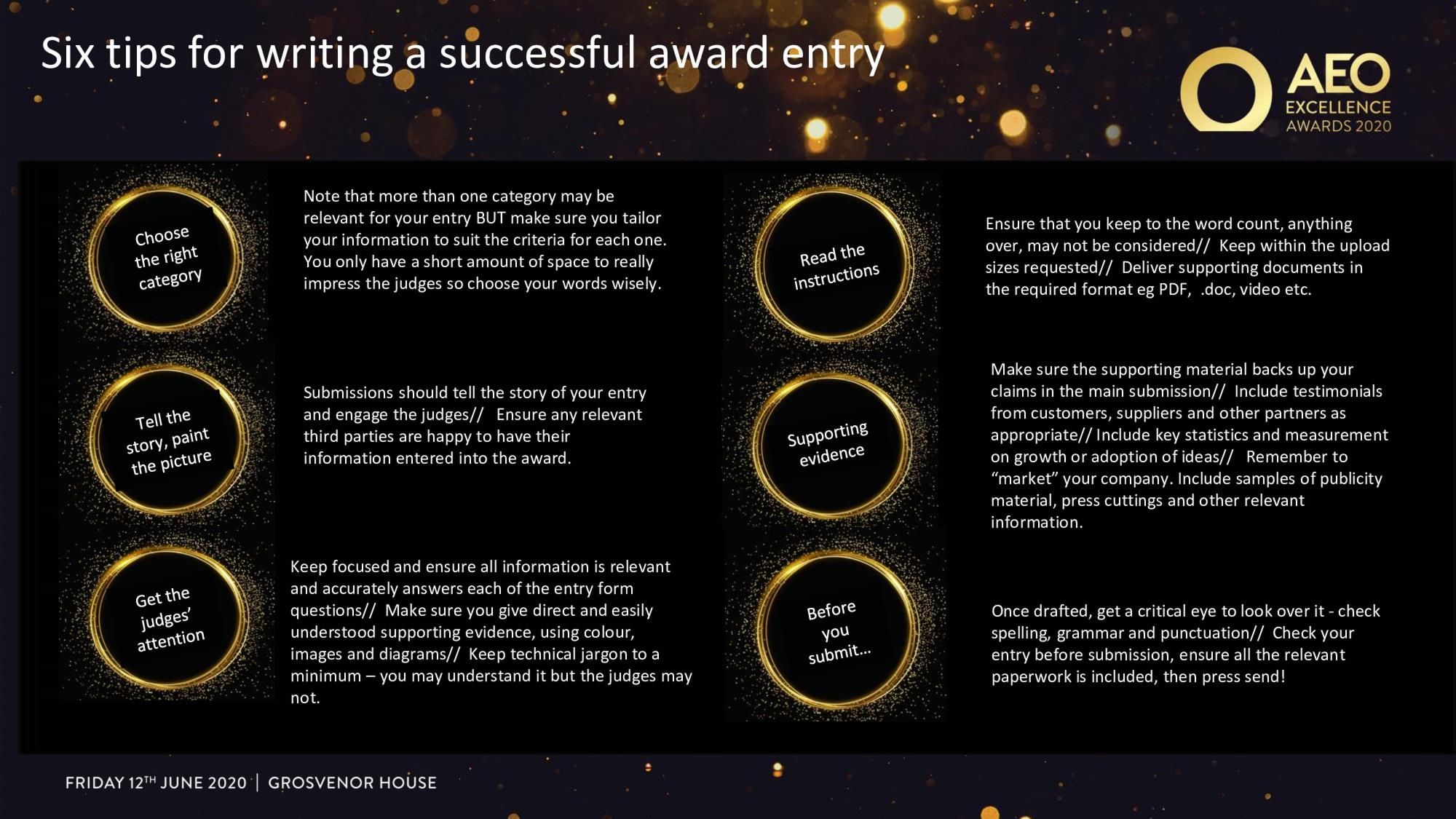 six tips for writing a successful award entry