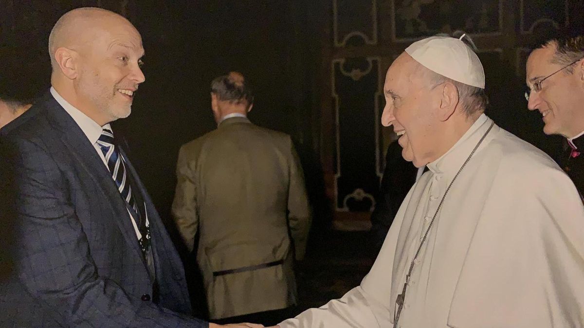 Chris meets Pope Francis
