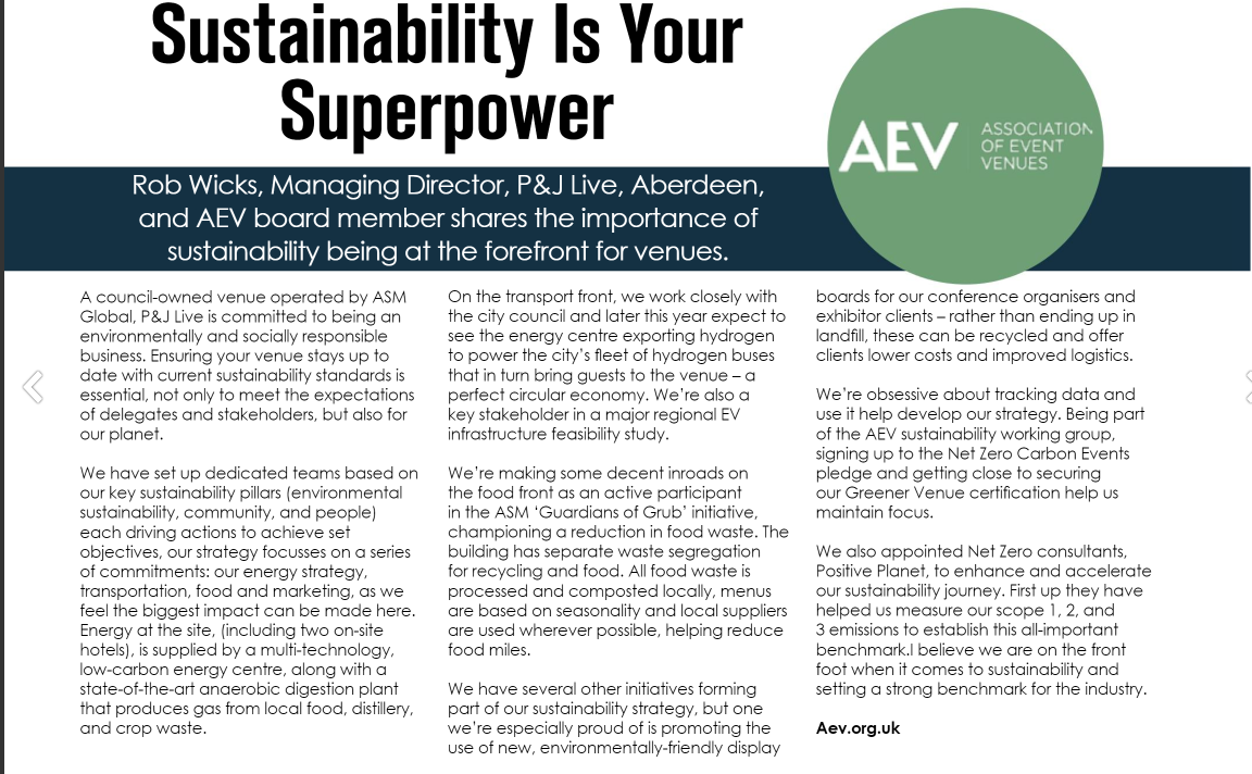 P&J Live sustainability article