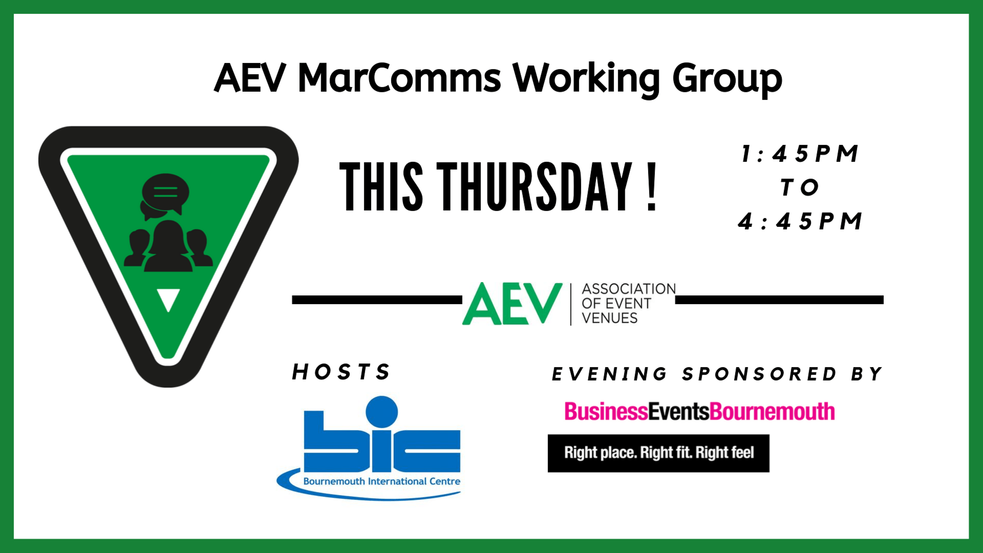 AEV MarComms Working Group meeting at Bournemouth International Centre on 26th September