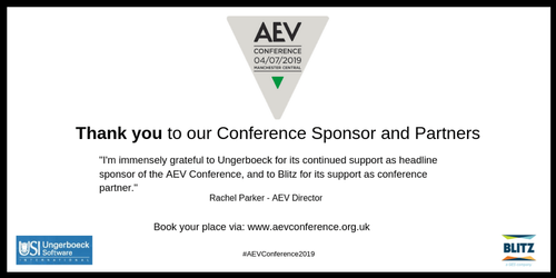AEV welcomes Ungerboeck and Blitz support for 2019 conference.