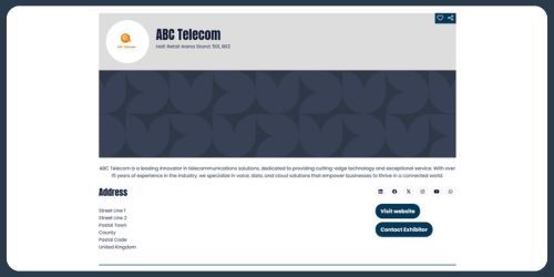 An example of an ASP event website ezone exhibitor profile page