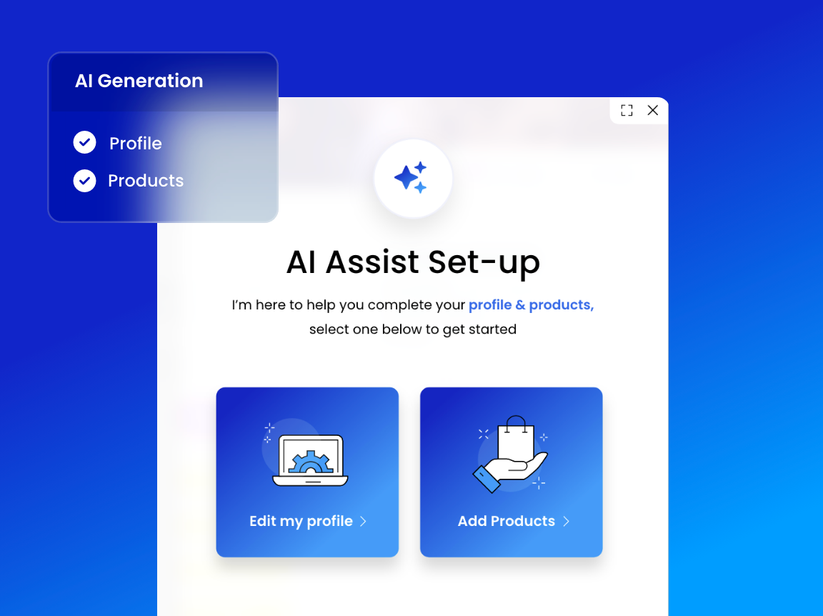 A screenshot of the EZone Ai Assist profile builder from ASP (event websites that perform)
