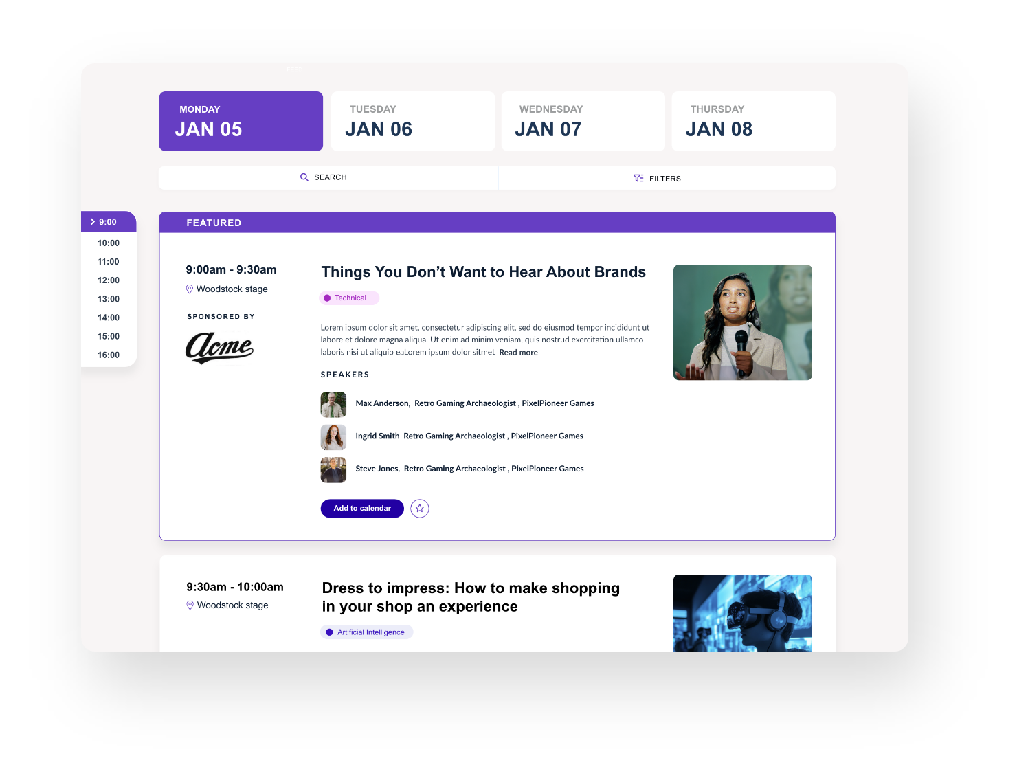 A screeshot of the new Stacked Seminar layout on ShowOff (ASP's website CMS)
