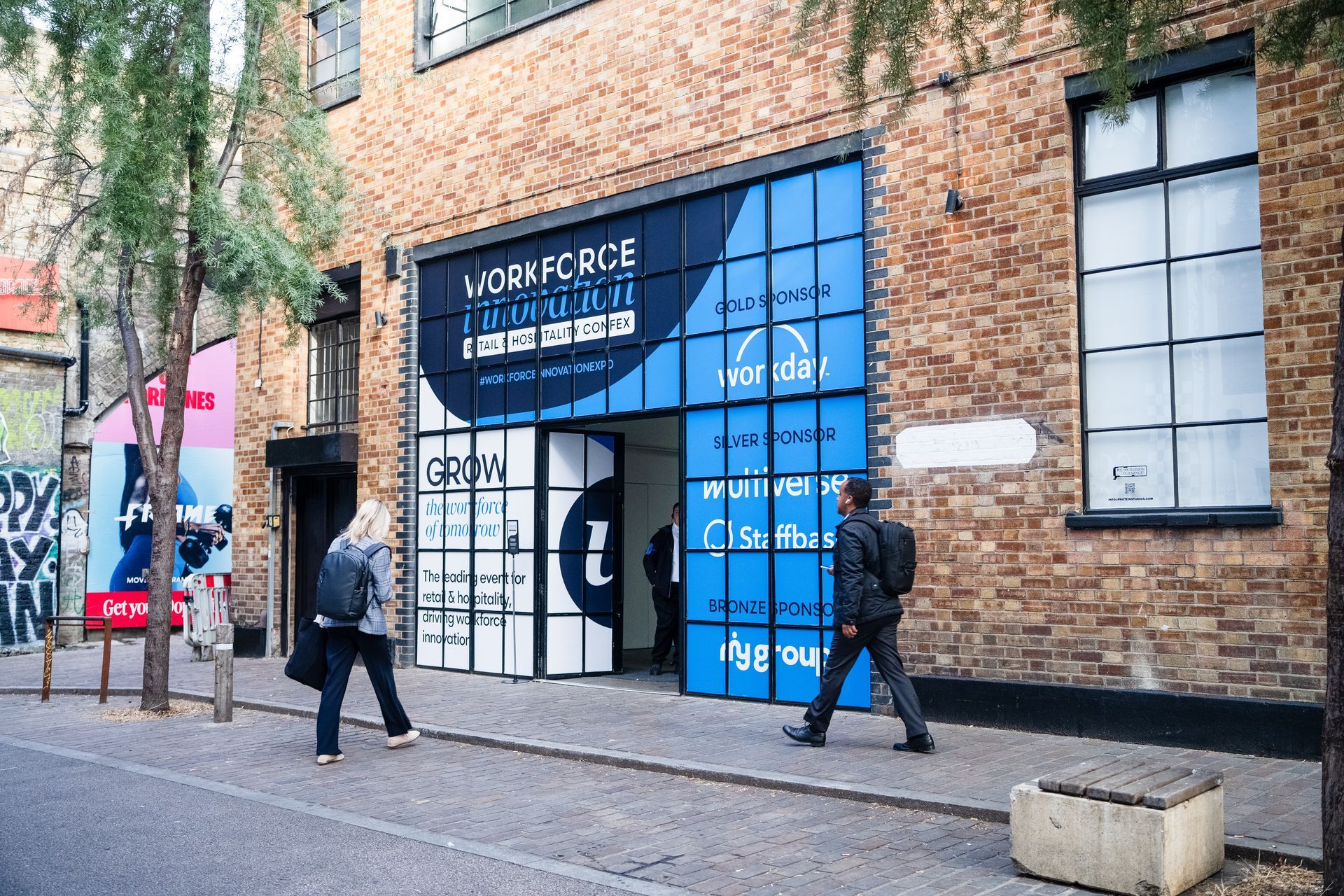 The WIE 2026 branded entrance at Protein Studios, New Inn Yard