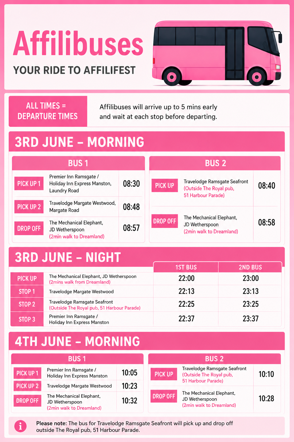 Pick Up Times Affilibuses