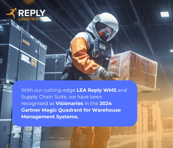 Reply is recognised as a Visionary in the 2024 Gartner® Magic Quadrant™ for Warehouse Management Systems Report