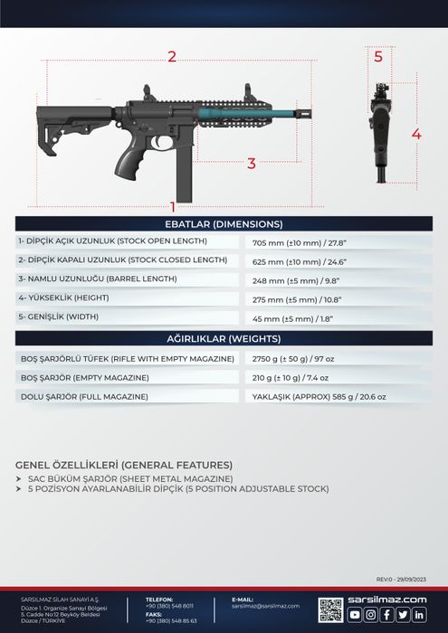 SAR 109T 9x19mm Submachine Gun