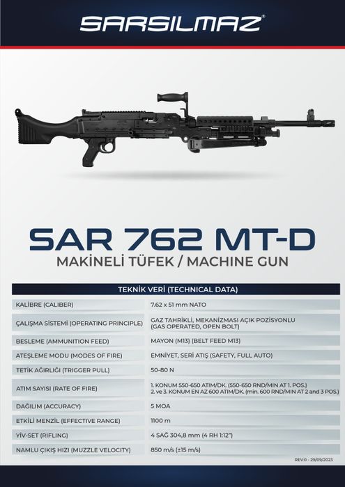 SAR 762 MT-D  7.62x51mm Machine Gun