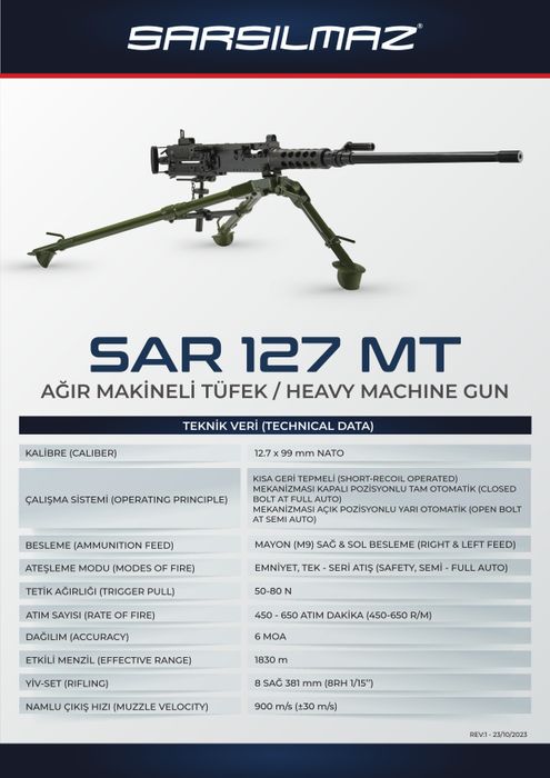 SAR 127 MT 12.7x99mm Machine Gun