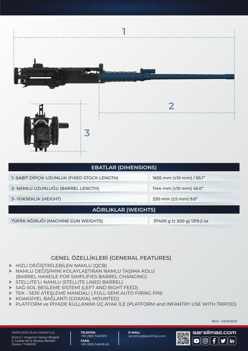 SAR 127 MT 12.7x99mm Machine Gun