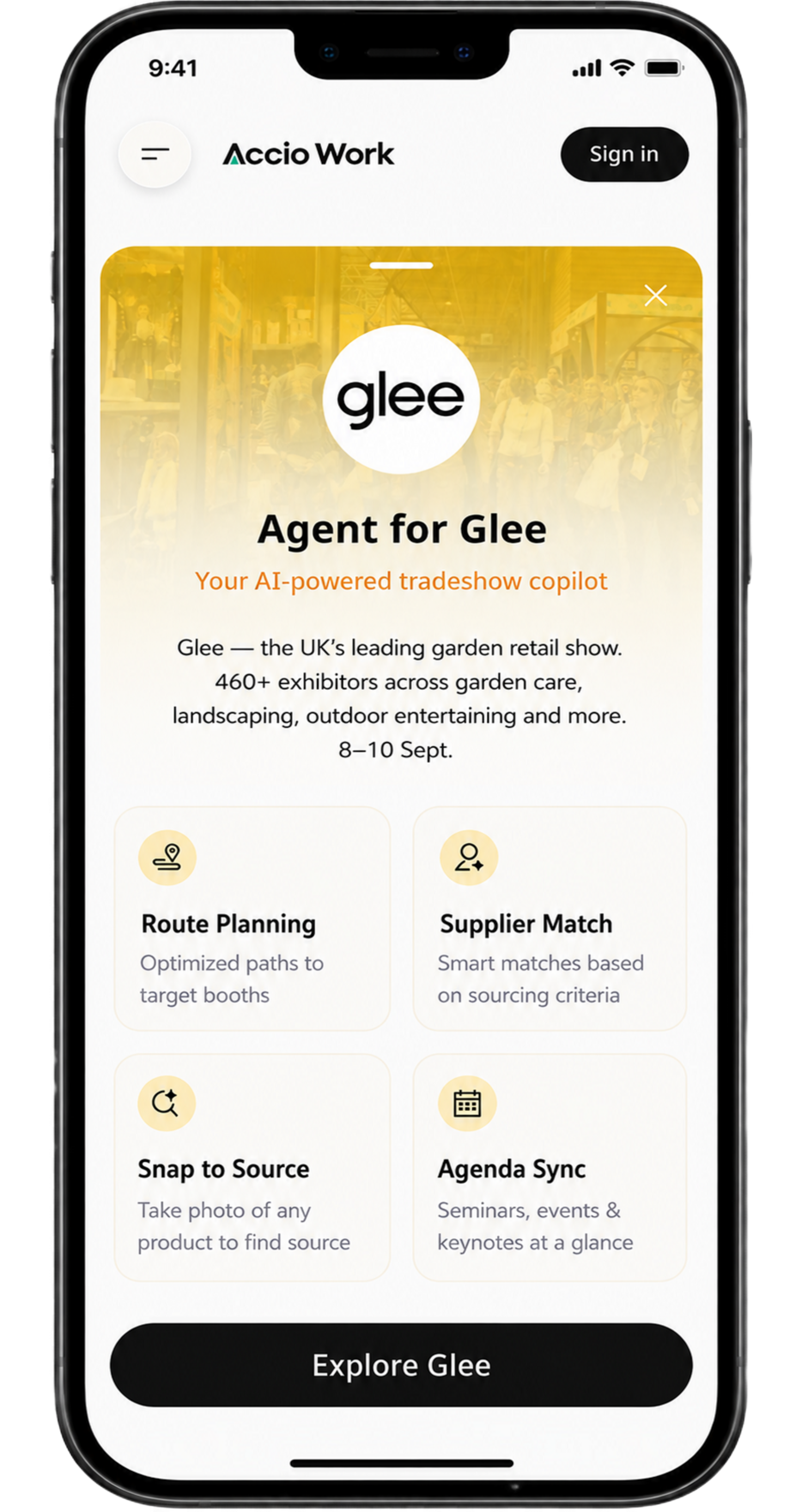 Accio app screen