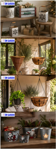 Wooden pot & Hanging basket &Metal planter