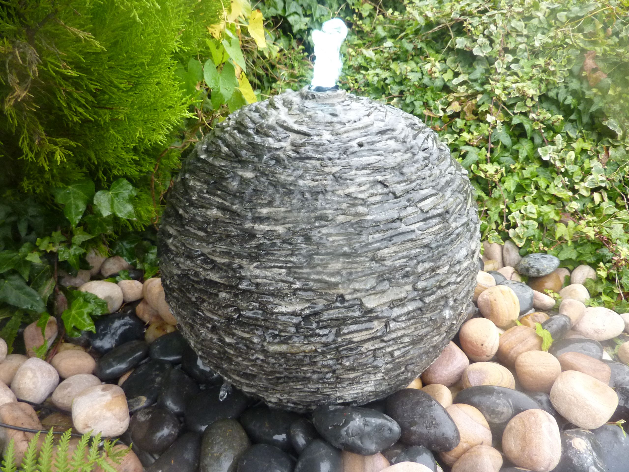 Natural slate surface spheres, vases, urns & all solid natural stone water features, bird bath, benches &sundials by EC
