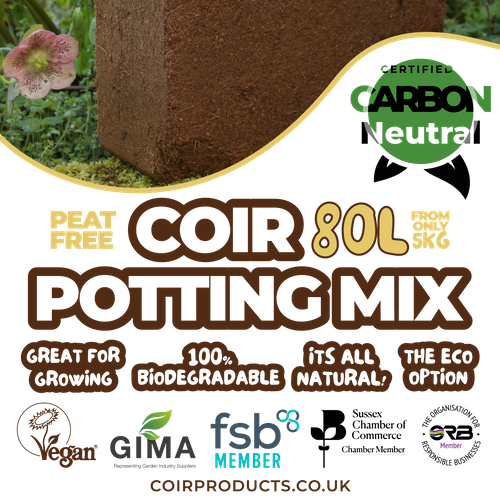 CoirProducts coir potting mix: sustainably produced and packaged, now available at 80L