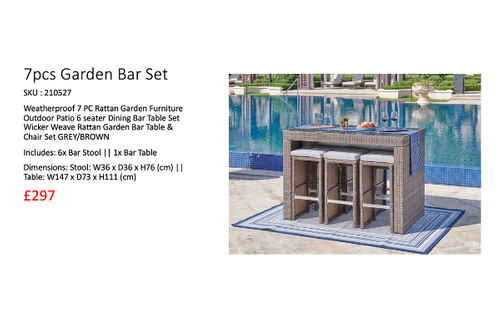 7pcs Rattan Garden Bar Set