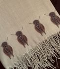 Cashmere Blend Scarves Handprinted with Highland Cows