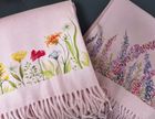 Cashmere Blend Scarves Handprinted with Wildflowers
