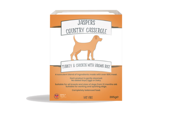 JASPERS COUNTRY CASSEROLE TURKEY & CHICKEN WITH BROWN RICE 395g