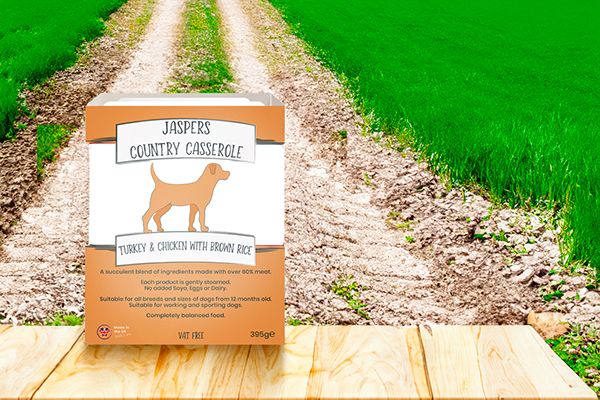 JASPERS COUNTRY CASSEROLE TURKEY & CHICKEN WITH BROWN RICE 395g