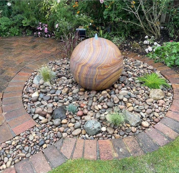 Rainbow Sandstone Sphere Water Feature