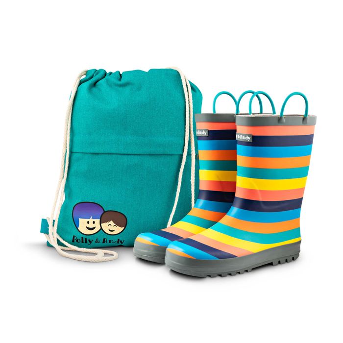 Polly & Andy sustainable rainbow wellies