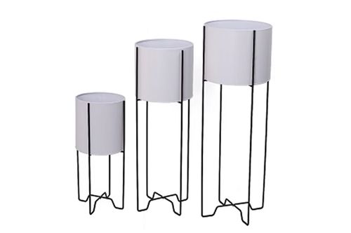 Muddy Hands  White Metal Plant Pot Stand