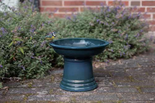 Small Ceramic Birdbath on Pedestal