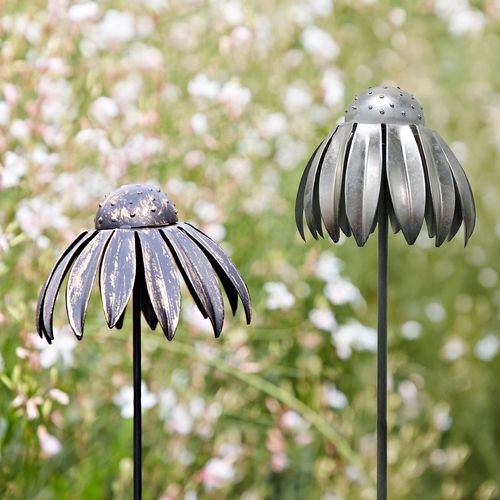Recycled Metal Echinacea Flower Garden Stake Decoration