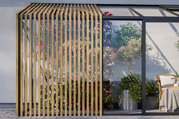 Aluminium Lean-To greenhouse with Accoya design elements