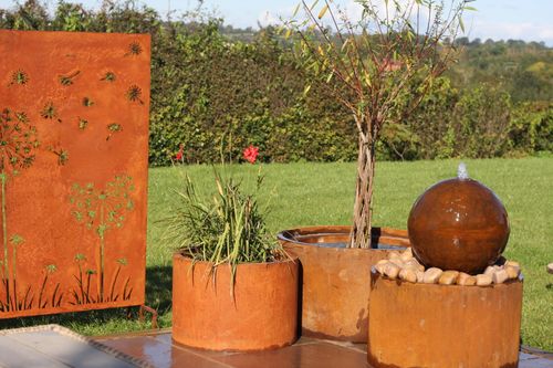 CORTEN STEEL SPHERE AND CORTEN STEEL SURROUND