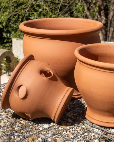 Cawthorne Pottery Terracotta Bellied Planters and Strawberry Pots