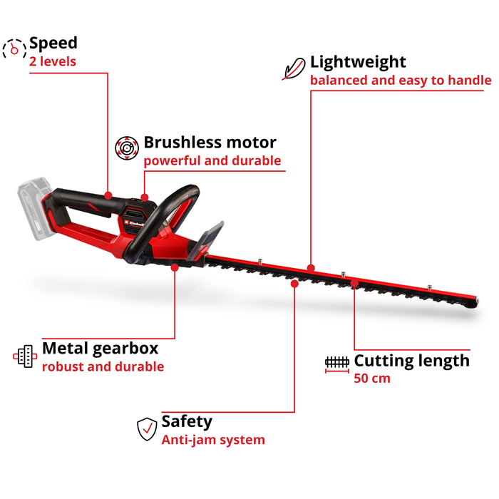 PXC 18V Cordless Professional Brushless Hedge Trimmer, 50cm Cutting Length
