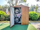 G-MORE Durable Metal Garden Shed with Double Doors and Double Side Slope Grooves