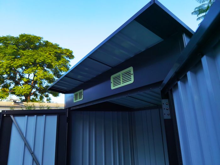 G-MORE DIY Durable Metal Garden Shed with Double Doors and Pent Roof