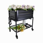 Mobile Raised Garden Bed with Wheels – Metal Planter Box with Storage Shelf