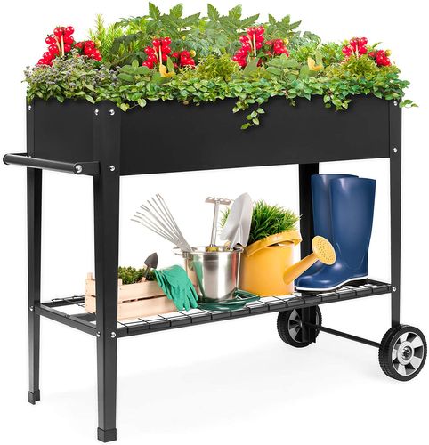 G-MORE Elevated Mobile Garden Bed with Storage Shelf - Grow & Organize in Style