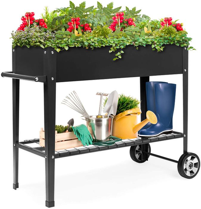 G-MORE Elevated Mobile Garden Bed with Storage Shelf - Grow & Organize in Style