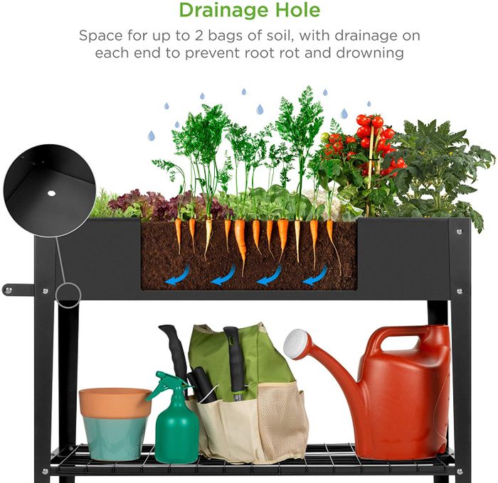 G-MORE Elevated Mobile Garden Bed with Storage Shelf - Grow & Organize in Style