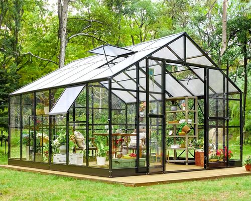 Quick-Connect Greenhouse with Iron Base, Large Door & Compact Packaging