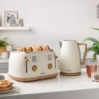 Fika Cream & Wood Kettle & Toaster Set