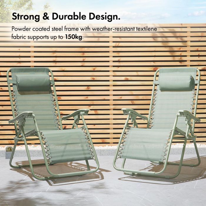 Verona Sage Green Zero Gravity Chair – Set of 2