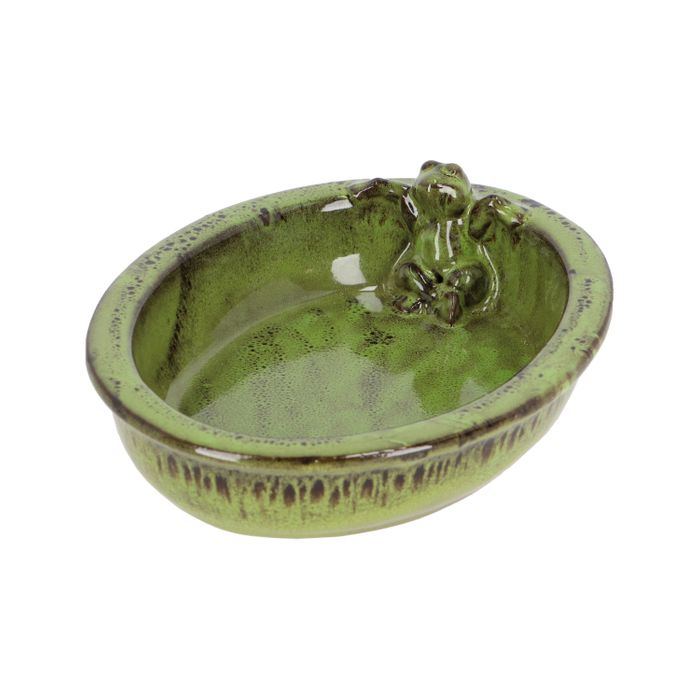 FB669 - Ceramic Bird Bath with Frog Motif