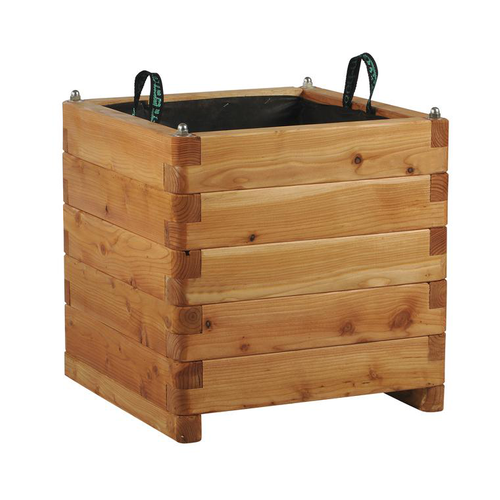 Decorative, furnishing, and furniture products for the garden, made from solid oiled larch wood