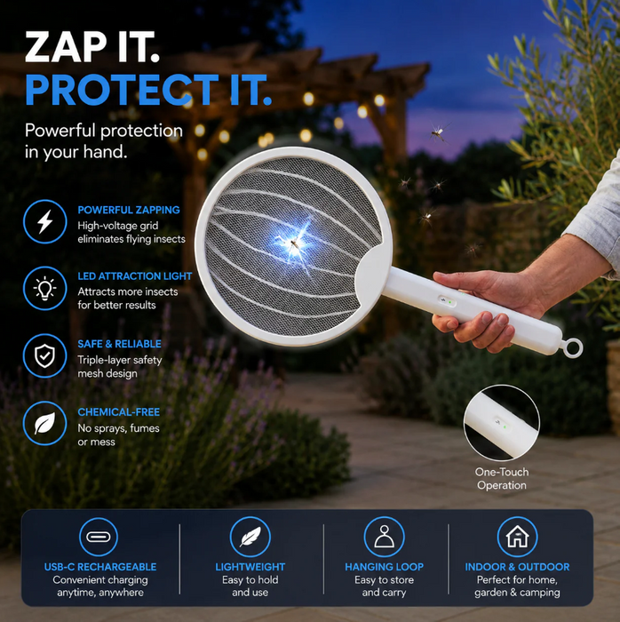 3-in-1 Rechargeable Bug Zapper Racket