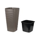Tall Square Threaded Decorative PP Flower Pot KD9541-KD9543