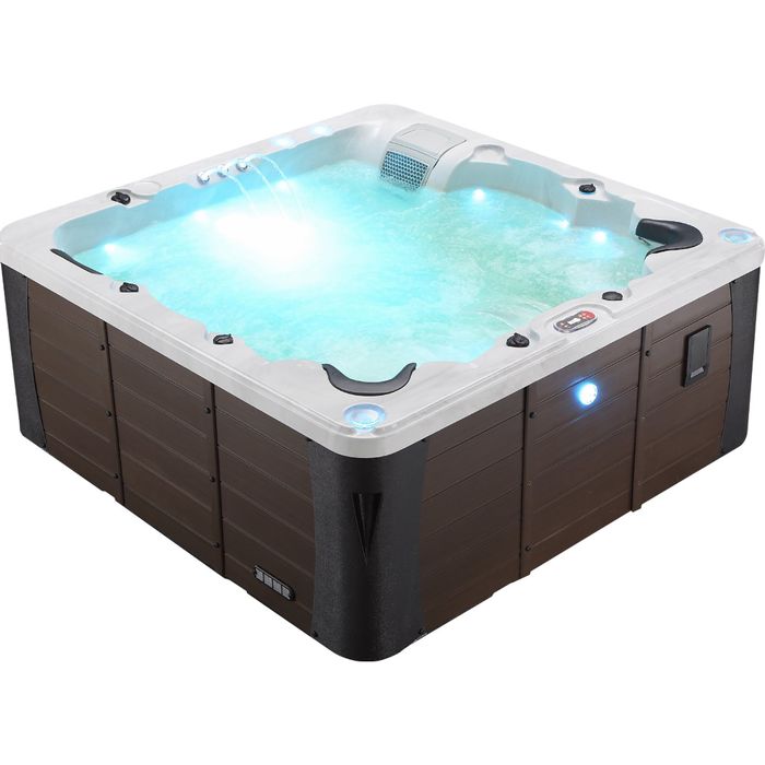 Erie Hot Tub | 6-Person 46-Jet Luxury Hot Tub  | 213 x 213 cm LED Lighting, Built-in Bluetooth, Aromatherapy Canister, and Glacier Filtration