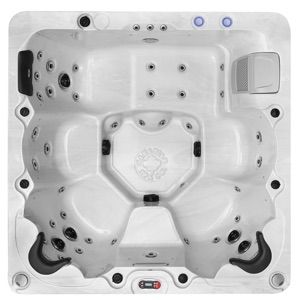 Erie Hot Tub | 6-Person 46-Jet Luxury Hot Tub  | 213 x 213 cm LED Lighting, Built-in Bluetooth, Aromatherapy Canister, and Glacier Filtration