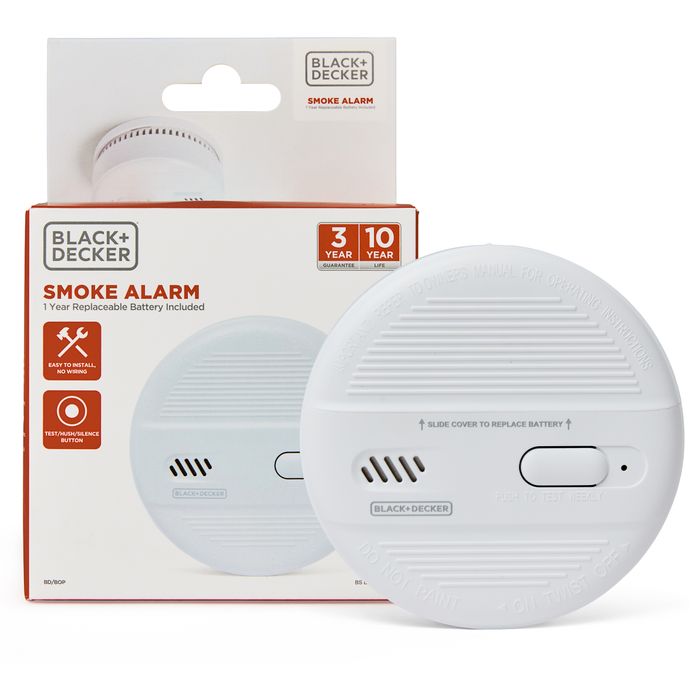 Battery Powered Smoke Alarm with 9V Battery Included. Easy Install Fire Detector for Hallways, Landings & Living Rooms