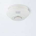 Mains Powered Interlinked Smoke Detector with Battery Backup. Optical Home Alarm, Fast Fix Base, Test Button, White